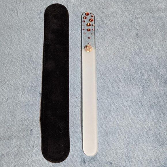 🆕7.5" Clear Czech Crystal Nail File W/BEAUTIFUL PINK & ORANGE SWARO… - Picture 2 of 6